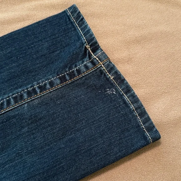 Women’s Cinch Dark Blue Denim with tan/brown Stitching, size 30/9R. - Picture 3 of 4